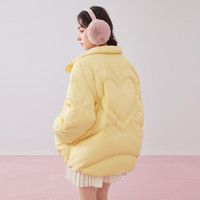 乐町小奶油面包羽绒服女冬季A字短款甜美风轻薄保暖外套 浅黄 XS