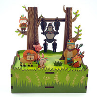 同趣发条八音盒音乐盒3D立体木质手工拼装玩具女生丛林运动会