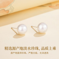 老凤祥S925银耳钉淡水珍珠简约圆珠耳饰女生生日周年情人节纪念日礼物 甄选耳钉*珍情告白耳钉*代写贺卡