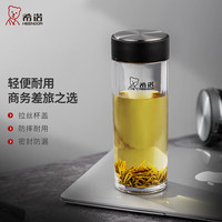 希诺塑料杯男女士茶杯透明加厚车载PC水杯耐热防烫耐摔儿童防摔随手杯 黑色 300ml