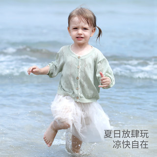 巴厘小猪女宝宝开衫夏季薄款外套儿童空调服百搭外出衣服透气女童针织上衣 葡萄紫 120