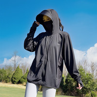 优吻（YOUWen）2025女士超好看防晒衣女带檐锦纶冰丝短款修身紫外线防晒服 黑色(锦纶原纱面料标准防晒) 均码