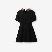 BURBERRY|女童 格纹棉质短袖Polo衫式连衣裙 多色 黑色