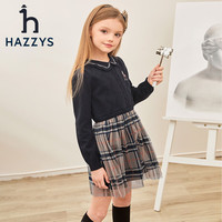 哈吉斯(HAZZYS)童装女童上衣春新品中大童红品翻领优雅经典时尚裙式上衣