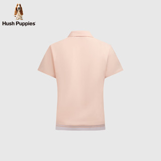 Hush Puppies【闲适清爽】暇步士女装2025夏季索罗娜轻薄半拉链短袖polo衫 水露桃 M