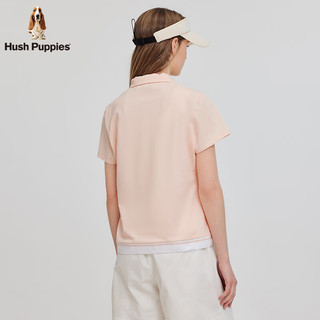 Hush Puppies【闲适清爽】暇步士女装2025夏季索罗娜轻薄半拉链短袖polo衫 水露桃 M