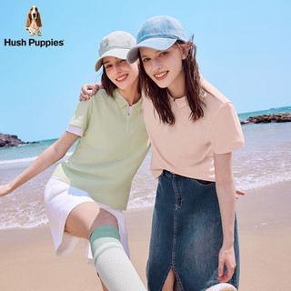 Hush Puppies【闲适清爽】暇步士女装2025夏季索罗娜轻薄半拉链短袖polo衫 水露桃 M