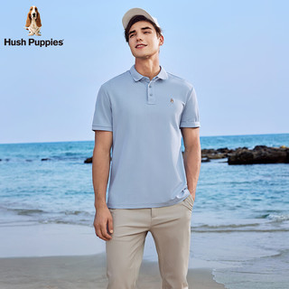 Hush Puppies【明星同款】暇步士男装2025夏季舒爽凉感短袖polo衫 玉空蓝 4XL