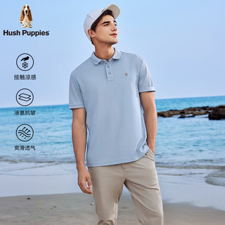 Hush Puppies【明星同款】暇步士男装2025夏季舒爽凉感短袖polo衫 玉空蓝 4XL
