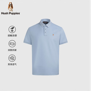 Hush Puppies【明星同款】暇步士男装2025夏季舒爽凉感短袖polo衫 玉空蓝 4XL