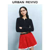 UR2025春季女装法式简约纽扣短款针织开衫UYY950011 黑色 XS