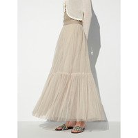 太平鸟女装女士百搭不规则压褶纱裙夏季中长款半身裙时尚