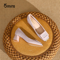 15分钟法式高跟鞋女方头粗跟配裙子单鞋气质仙女风女鞋 粉色 39 