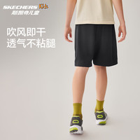 Skechers斯凯奇男女童夏季梭织儿童休闲修身舒适透气户外运动短裤P225K075 碳黑/0018 165