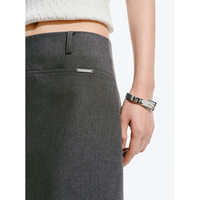 太平鸟女装A字短款西装裙女2025春夏高腰简约显瘦半身裙通勤 灰色 XL 170