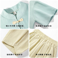 小猪班纳儿童中式套装2025夏季男童中国风唐装女童汉服 杏/X口袋竹K 110 (体重30-38)