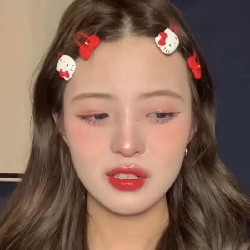 欧阳先生Hellokitty复古红发夹可爱少女心刘海夹边夹日韩发卡 复古红Kitty发夹A13-101