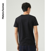 美特斯邦威短袖t恤男装基础打底修身纯棉纯色时尚V领打底衫流行百搭修身纯棉 正黑 XS 160 84A