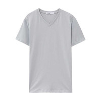 美特斯邦威短袖t恤男装基础打底修身纯棉纯色时尚V领打底衫流行百搭修身纯棉 珍珠蓝 3XL 190 108B