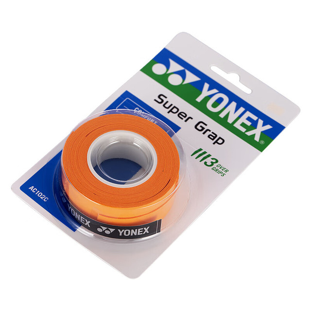 YONEX 羽毛球手胶运动吸汗带握把胶AC-102C-451暗橙色三条装
