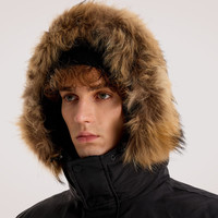 奥索卡OZARK羽绒服男女同款 冬季毛领防风羽绒服休闲外套156612 黑-301 XS (160)