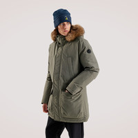 奥索卡OZARK羽绒服男女同款 冬季毛领防风羽绒服休闲外套156612 灰绿-158 XL (180)