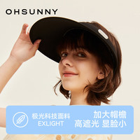 OhSunny防紫外线防晒帽女春夏大檐蛋糕帽冰块肌理户外遮阳发箍空顶帽子 蛋糕帽-玻璃蓝 均码