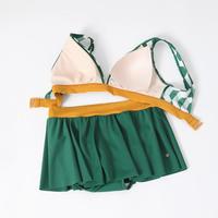 泳衣女格纹撞色性感裙式分体泳装套装