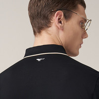 七匹狼短袖T恤男士夏季翻领字母图案时尚上衣 001(黑色) 170/88A/L