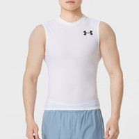 安德玛(Under Armour)男装上衣 HeatGear OG透气紧身训练无袖运动背心 1390100-100