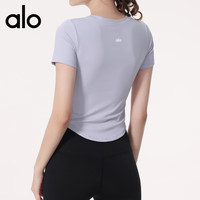 Alo Yogaaloyoga瑜伽服短袖健身服t恤春夏透气修身显瘦 黑色【带胸垫】 L