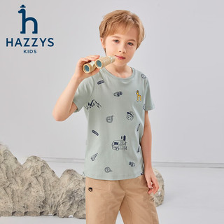 哈吉斯（HAZZYS）童装男童T恤夏吸湿透气弹力简约活力经典短袖圆领衫 米白色 165