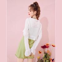 【轻薄透气】23夏修身披肩纯色空调衫短款上衣仙女外套