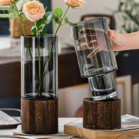 万家全 简约创意木托玻璃花瓶 光面 烟灰