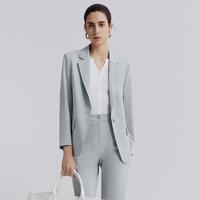 朗姿 2025年夏季平驳领轻商务西装外套职业时尚通勤高端西服女
