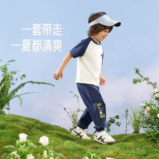 [UPF50+]aqpa儿童撞色短袖T恤夏季新款男女童宝宝上衣防晒 【大花鸭】
