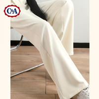 C&A 薄款百搭垂感阔腿显瘦时尚长裤胖mm高腰直筒西装裤子