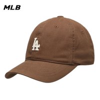 MLB帽子男女同款简约休闲帽刺绣鸭舌帽弯檐棒球帽情侣款 棕色/07BRS 59H