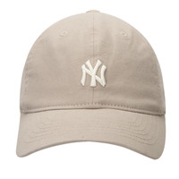 MLB帽子男女同款简约休闲帽刺绣鸭舌帽弯檐棒球帽款 浅米色/50BGL 59H