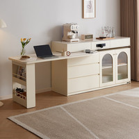 全友家居 岛台餐桌一体可伸缩折叠功能钢化玻璃台面家用吃饭桌子家具 【钢化玻璃】岛台餐桌