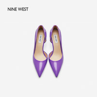 NINE WEST/玖熙侧空漆皮高跟尖头细跟单鞋女 NF401002FK