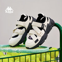 卡帕（Kappa）背靠背女鞋夏季玛丽珍凉鞋女外穿沙滩拖鞋子女 黑色  40 冬日白/黑色