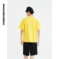 美特斯邦威T恤男士夏季休闲时尚纯棉宽松圆领套头印花短袖内搭上衣 苍蓝黄 L 175 96A