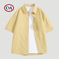 C&A 男士短袖衬衫 M 亚麻黄