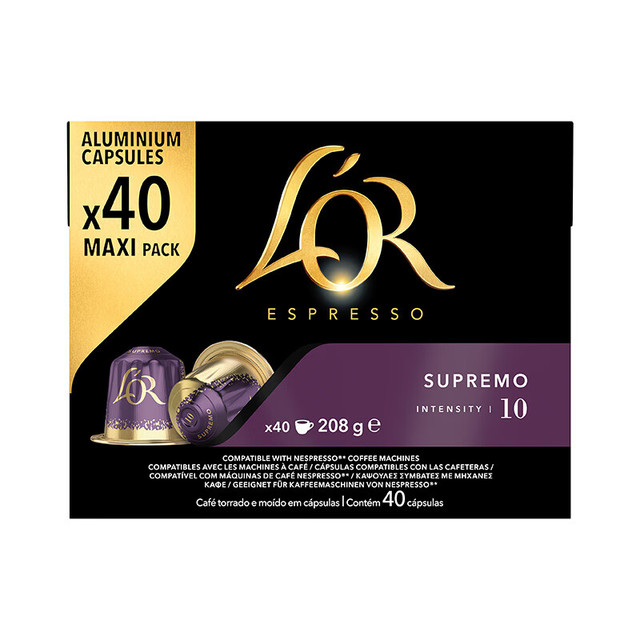 L'OR 法国黑咖啡胶囊 强度10-苏帕摩40粒 适用雀巢Nespresso