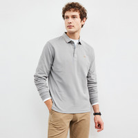 七匹狼长袖T恤抗菌翻领狼标刺绣商务休闲棉弹保暖柔软舒适polo上衣