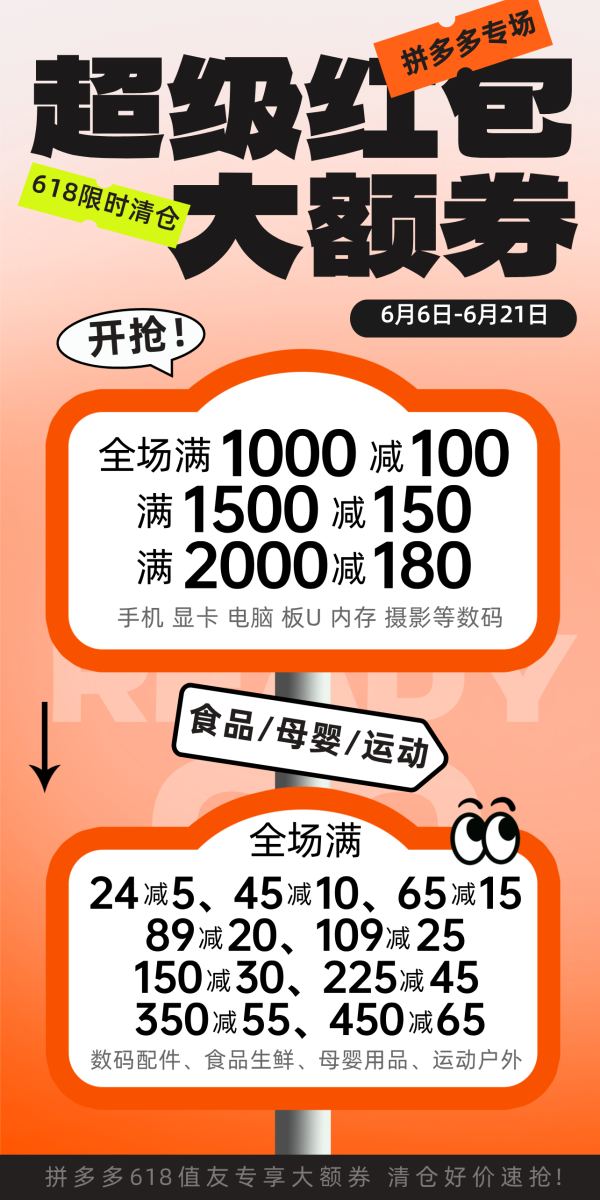 拼多多618领券攻略 必领700元超级红包大额券包