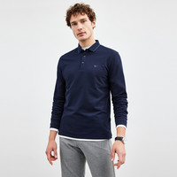 七匹狼长袖T恤抗菌翻领狼标刺绣商务休闲棉弹保暖柔软舒适polo上衣 XL (175/92A) 101(藏青)