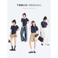 【韩系减龄MIU系polo领撞色刺绣短袖衬衫】25夏季衬衫