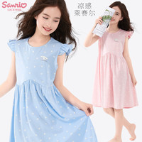 凯蒂猫Hello Kitty女童睡裙夏季2025新款儿童公主风家居服大童洋气连衣裙子短袖夏装 香芋紫 160 cm